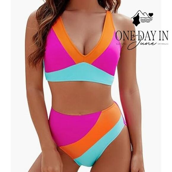 Blooming Jelly Color Block Bikini Swimsuit Size M - Picture 1 of 7